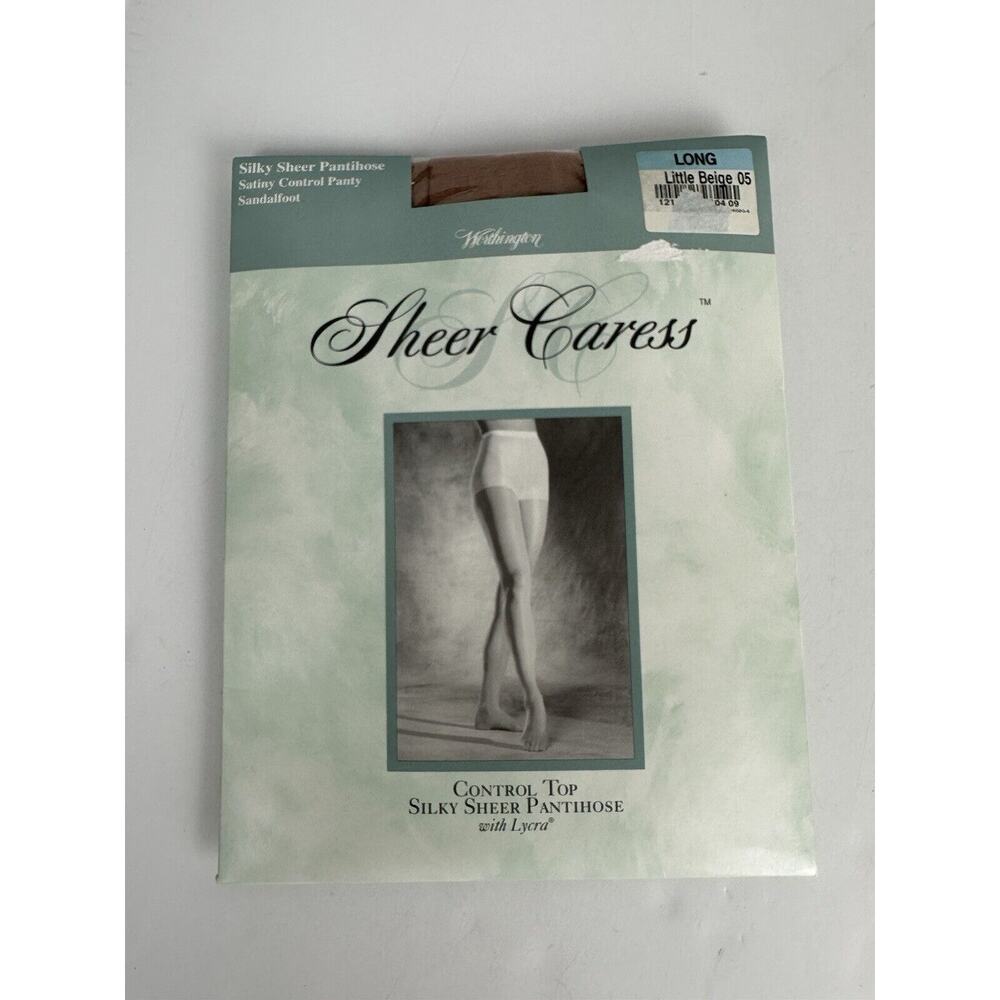 Worthington Sheer Caress Silky Sheer Control Top Pantyhose Little Beige Sz Long